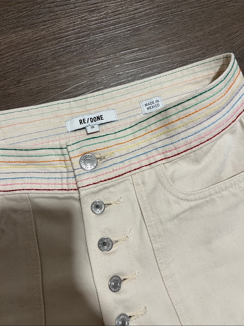 Re/done blanca white cream jeans rainbow - Picture 2 of 4